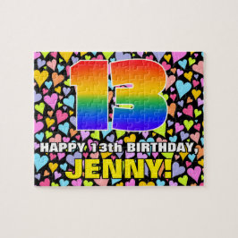 13. Geburtstag — Spaß, Liebende Herzformen + "13" Puzzle