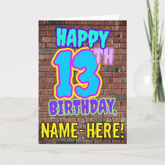 13. Geburtstag - Spaß, Urban Graffiti Inspiriert L Karte (Vorderseite)