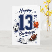13. Geburtstag Sport Junge Karte (Gelbe Blume)
