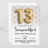 13. Geburtstag Star Glitzer Einladung (Vorne/Hinten)