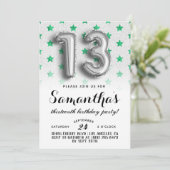 13. Geburtstag Star Glitzer Einladung (Stehend Vorderseite)