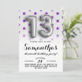 13. Geburtstag Star Glitzer Einladung (Stehend Vorderseite)