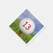 13. Geburtstag weißer Golfball auf rotem Tee Serviette (Ecke)