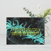 13. GEBURTSTAGLICHE EINLADUNG - BLAU/SCHWARZ/GELBE (Stehend Vorderseite)