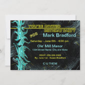 13. GEBURTSTAGLICHE EINLADUNG - BLAU/SCHWARZ/GELBE (Rückseite)