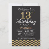 13. Geburtstags-Einladungs-Schwarzes und Einladung (Vorderseite)