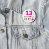 13. Geburtstags-Mädchen-Knopf-Abzeichen Button (Beispiel)