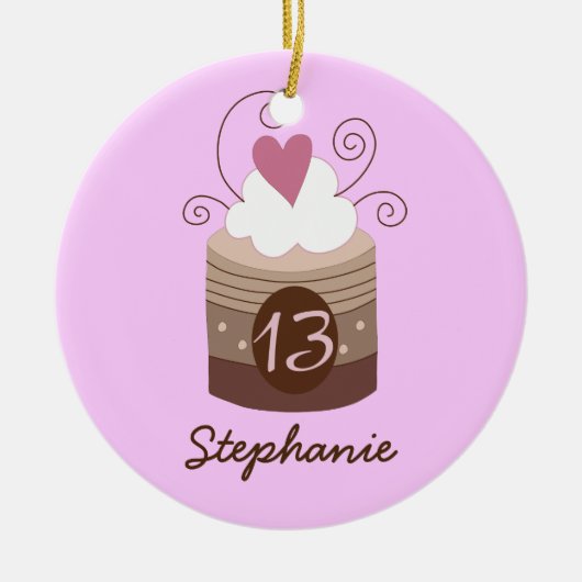 13. Geburtstags-personalisierte Keramik Ornament (Vorne)