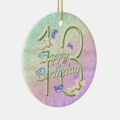 13. Geburtstags-Regenbogen-Andenken-Verzierung Keramik Ornament (Rechts)