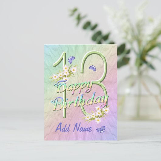 13. Geburtstags-Schmetterlingstanz Postkarte (Stehend Vorderseite)