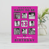 13. Geburtstagsfeier - Fotos - Fuchsia Einladung (Stehend Vorderseite)