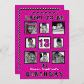 13. Geburtstagsfeier - Fotos - Fuchsia Einladung (Vorne/Hinten)
