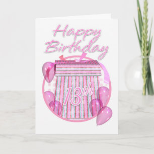 13. Geburtstagsfeier - Rosa - Geburtstag glücklich Karte