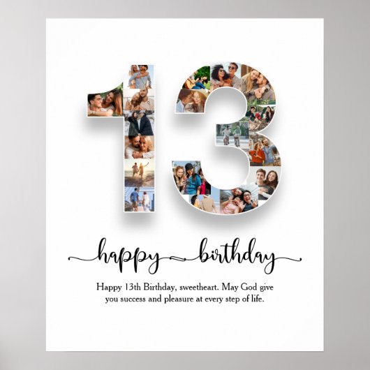 13. Geburtstagsfoto Collage Poster (Vorne)