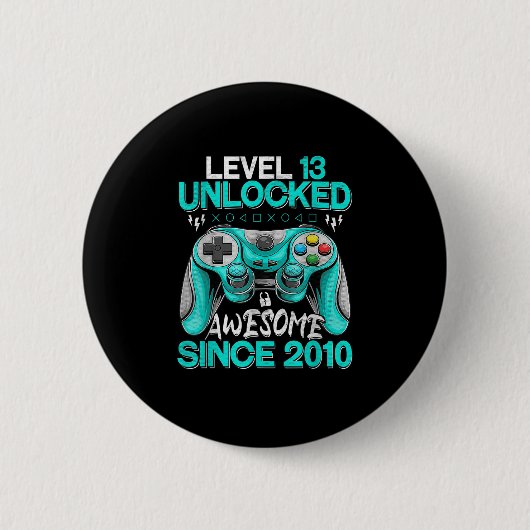 13. Geburtstagsgeschenkboys Stufe 13 Entsperrt Pha Button (Vorderseite)