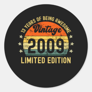 13. Geburtstagsgeschenke vintage 2009 limitierte A Runder Aufkleber