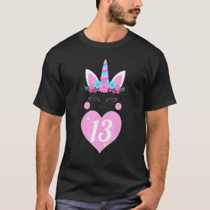 13. GeburtstagsGirl Outfit Unicorn Face Party T-Shirt