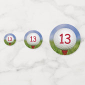 13. Geburtstagsgolfball auf rotem Tee Konfetti (Rückseiten)