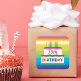 13. Geburtstagskuchen mit Aufkleber für Regenbogen