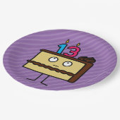 13. Geburtstagskuchen mit Kerzen Pappteller (Schrägansicht)