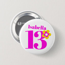 13. Geburtstagsmädchen Rosa Taste/Abzeichen Button