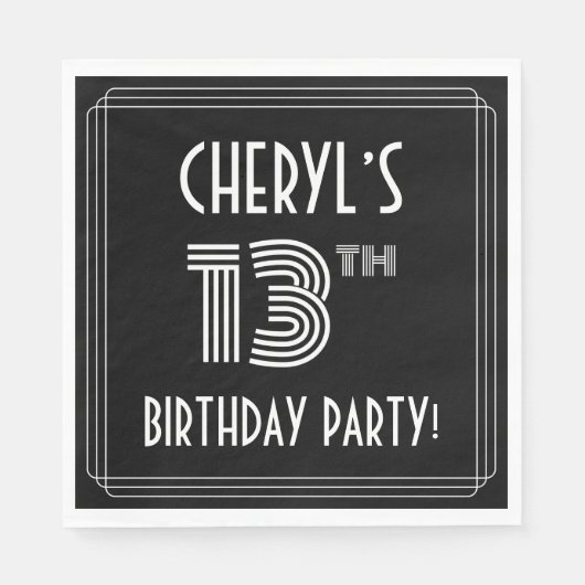 13. Geburtstagsparty: Art-Déco-Stil + Individuelle Serviette (Vorderseite)