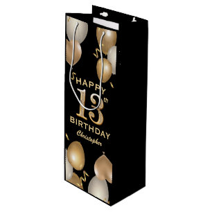 13. Geburtstagsparty Black and Gold Ballons Geschenktüte Für Weinflaschen