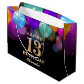 13. Geburtstagsparty Black and Gold Ballons Große Geschenktüte (Rückseite Schrägansicht)