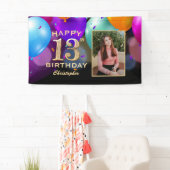 13. Geburtstagsparty Black and Gold Balloons Foto Banner (Insitu)