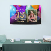 13. Geburtstagsparty Black and Gold Balloons Foto Banner (Messeveranstaltung)