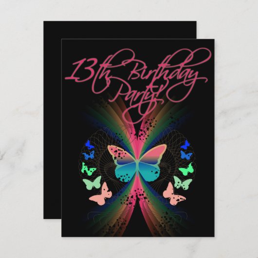 13. Geburtstagsparty Einladung (Vorne/Hinten)