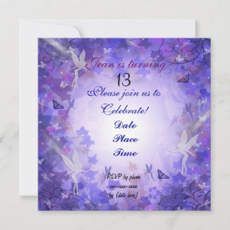 13. Geburtstagsparty Einladung Fairy lila