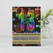 13. Geburtstagsparty Einladung mit Blasen (Stehend Vorderseite)