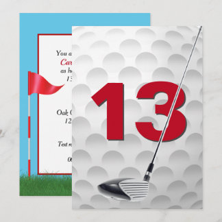 13. Geburtstagsparty Golf Thema Einladung