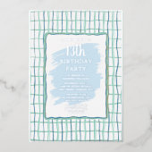 13. Geburtstagsparty Handgezeichnete Foil Einladun Folieneinladung (Vorderseite)