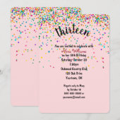 13. Geburtstagsparty Konfetti Einladung (Vorne/Hinten)
