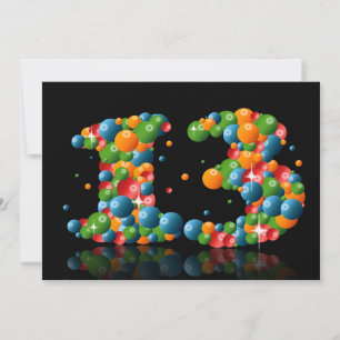 13. Geburtstagsparty mit Blasen und Bälle Einladung