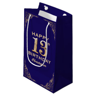 13. Geburtstagsparty Navy Blue and Gold Glitzer Kleine Geschenktüte