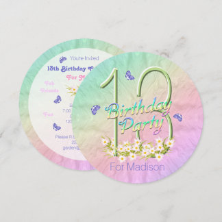 13. Geburtstagsparty Rainbow Butterflies Einladung