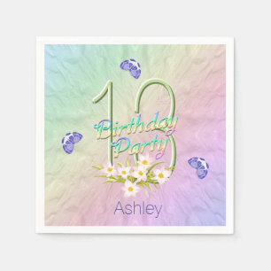 13. Geburtstagsparty Schmetterlinge und Wildblumen Serviette