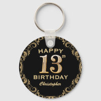 13. Geburtstagsparty Schwarz und Gold Glitzer Fram