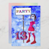 13. Geburtstagsparty - Unterschrift - Einladung (Vorne/Hinten)