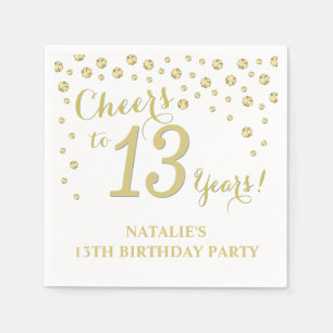 13. Geburtstagsparty White und Gold Diamond Napkin Serviette