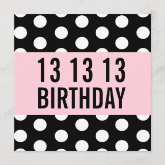 13. Geburtstagsvorlage Polka Dots V01 Einladung
