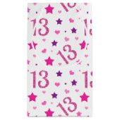 13. Girl Birthday Geschenktasche Pink Lila Glitzer Kleine Geschenktüte (Rückseite)