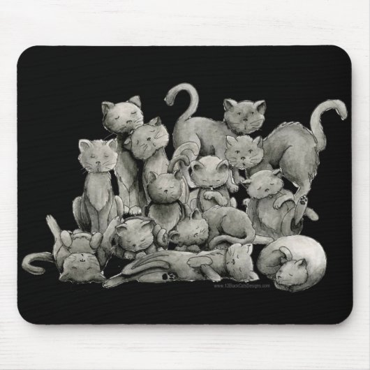 13 glückliche schwarze Katzen Mousepad (Vorne)