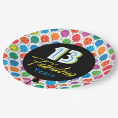 13. Happy Birthday Bright Graphic Balloon Pappteller (Schrägansicht)