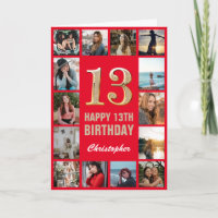 13. Happy Geburtstag Rot und Gold Foto Collage