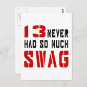 13 Hatte noch nie so viel Schwag Postkarte (Vorne/Hinten)