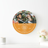13. Hochzeit Jubiläum Orangenzitrinenkern Große Wanduhr (Zuhause)
